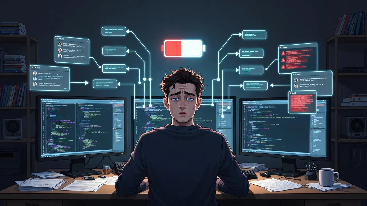 Abstract visualization of human and AI collaborative thinking