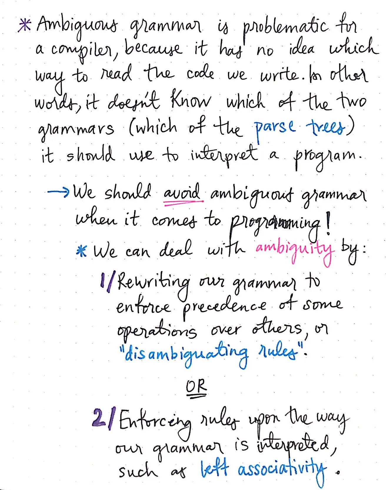 Combating ambiguous grammar as a compiler