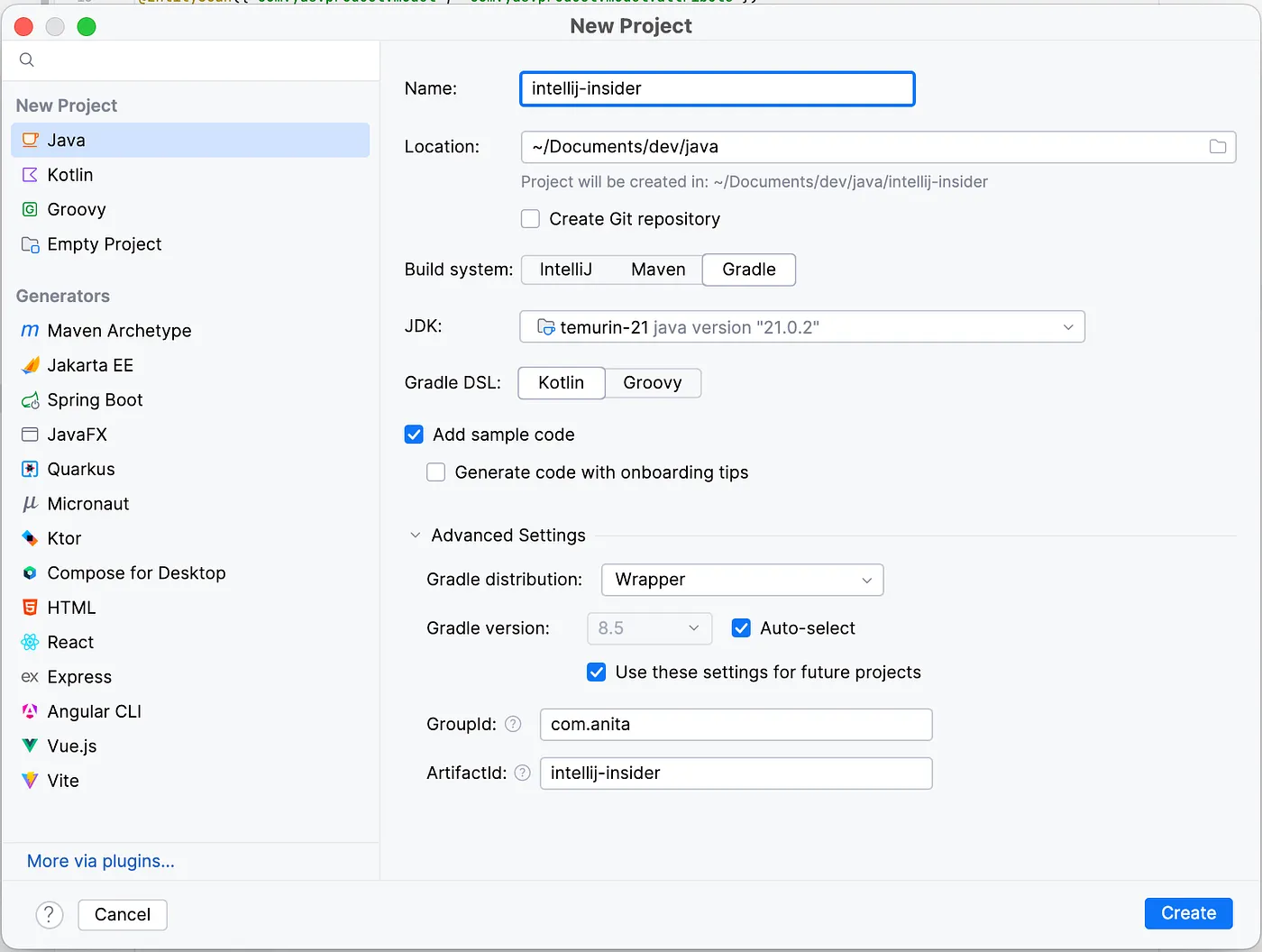IntelliJ IDEA: starting a new project
