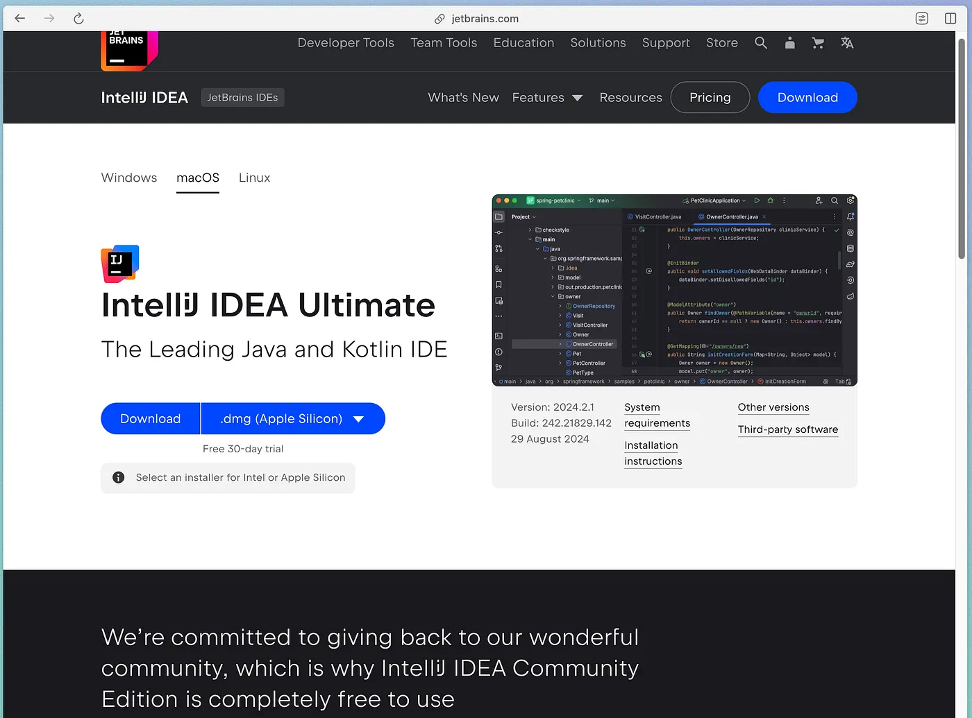 Downloading Intellij IDEA