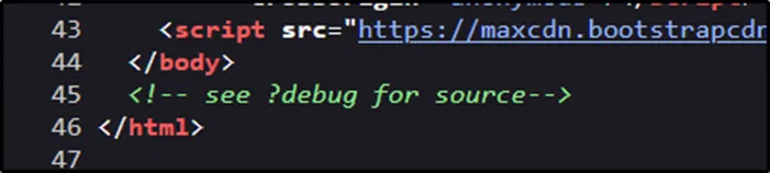 Page source of the web page