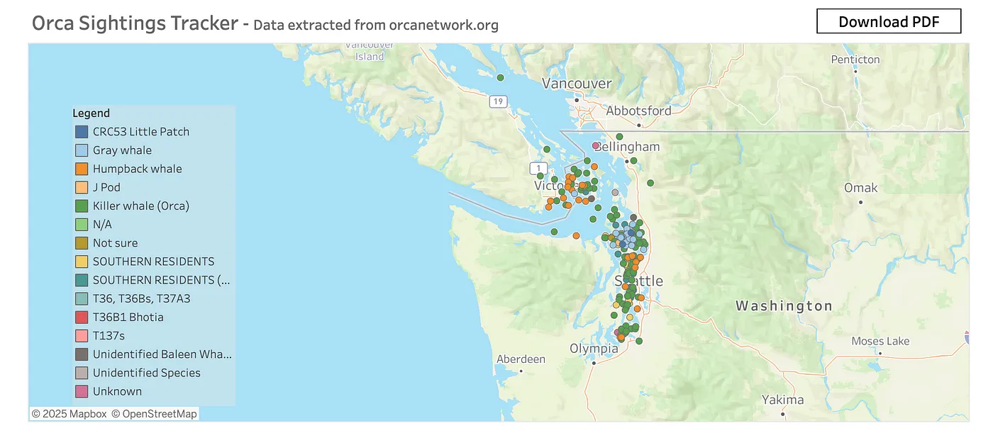 Orca sightings map