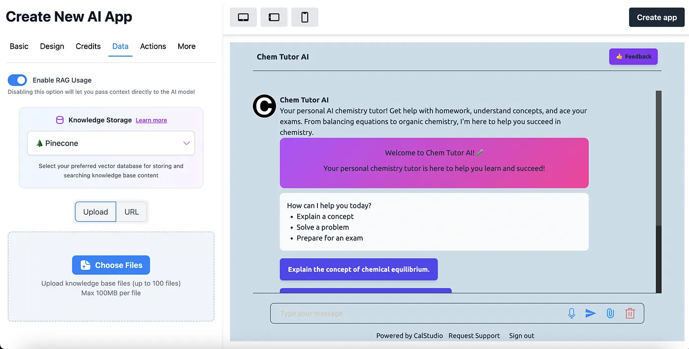 Knowledge base upload interface
