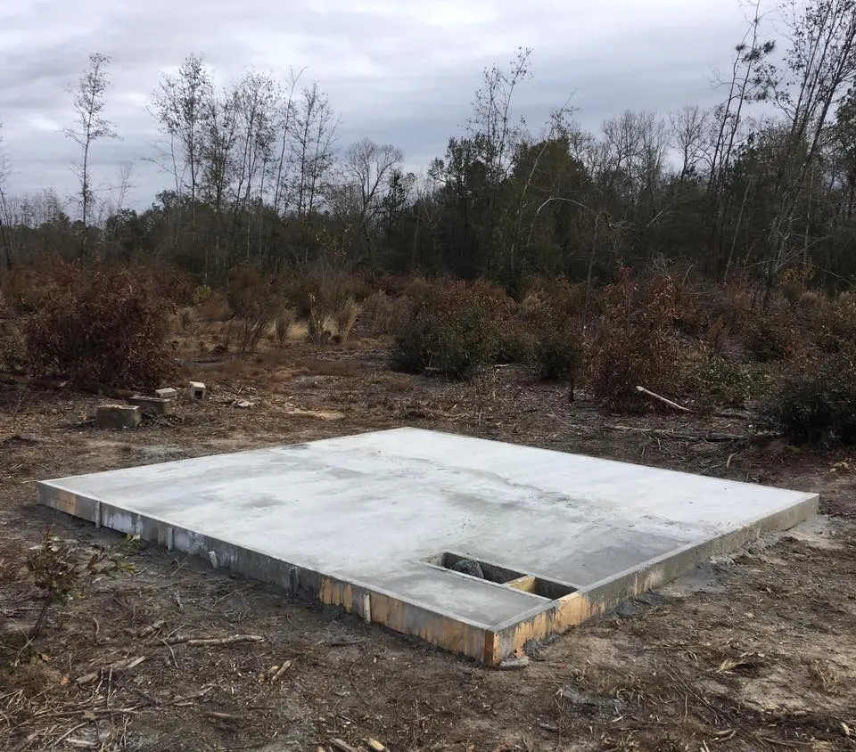 Concrete slab to build the cabin on.