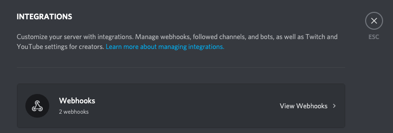 Server Integrations Page – Discord