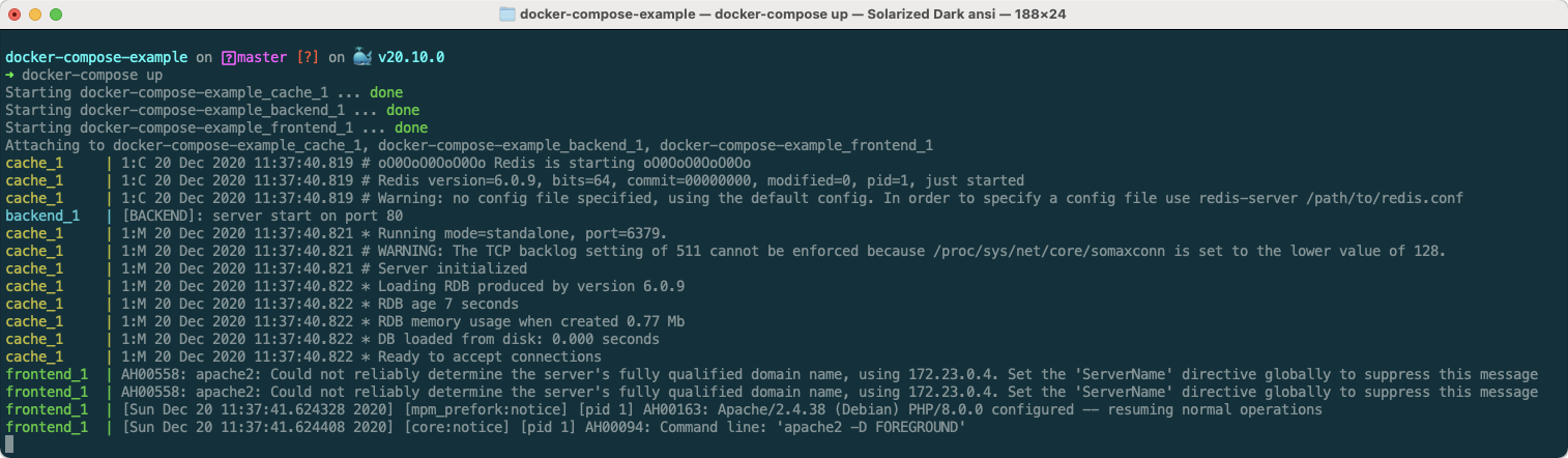 Docker compose up. Docker compose up