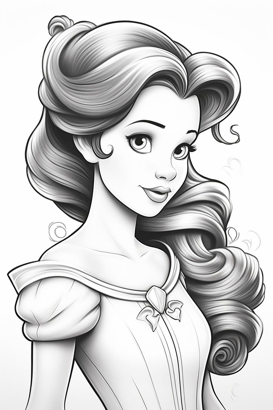 896px x 1344px - Belle Disney Princess Coloring Pages For Kids - Storiespub - Medium