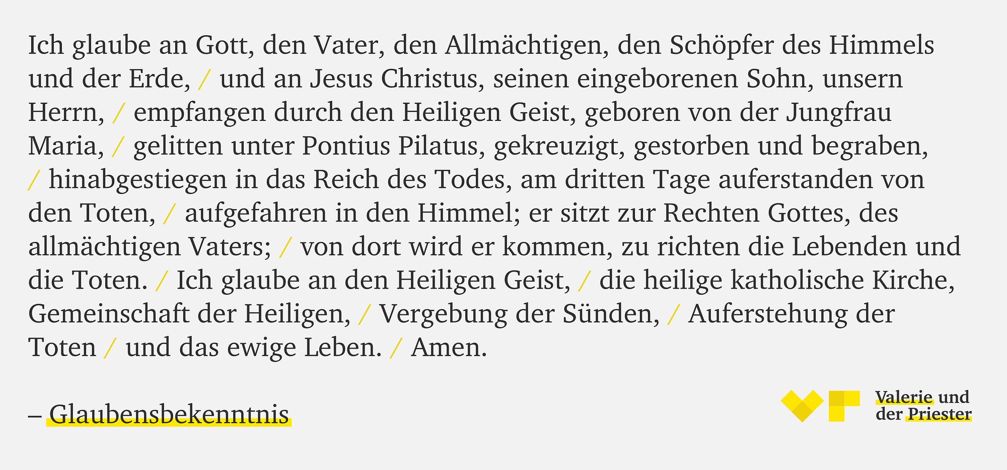 Glaubensbekenntnis 5 Buchstaben