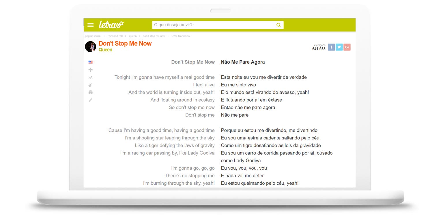 Mas é letra de música… não é só usar o Google Tradutor?