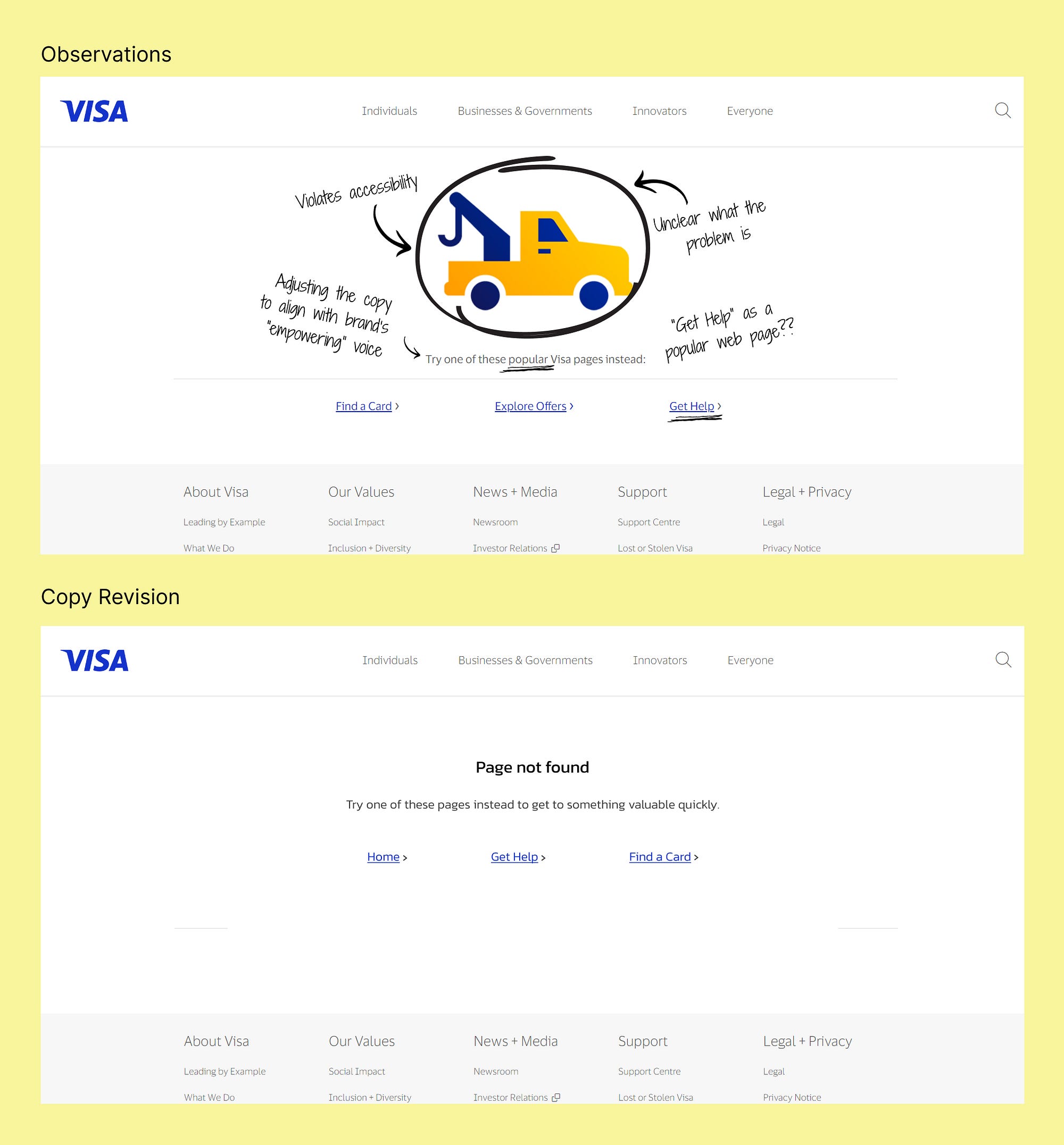 The classic 404 Error — Simplifying the navigation with