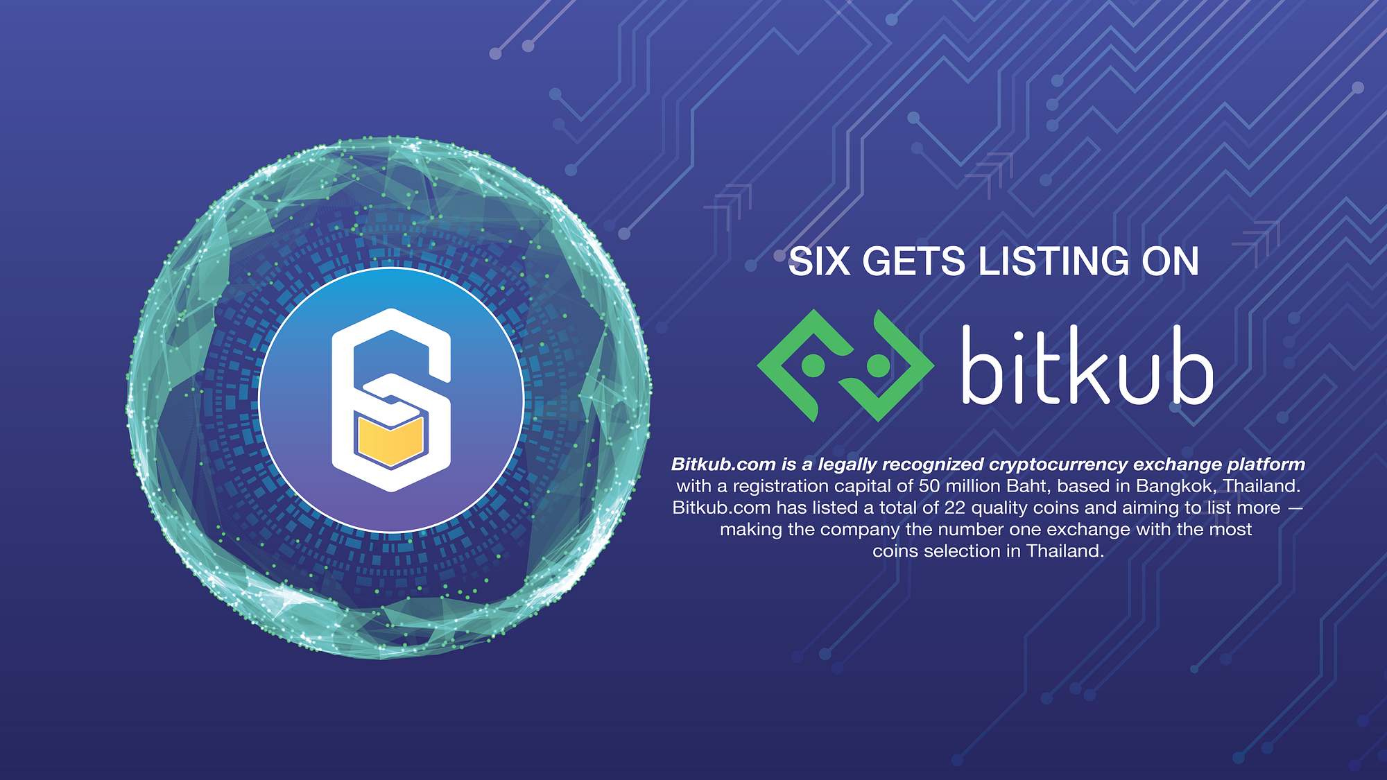 SIX Network, 태국 거래소 Bitkub에 상장. 식스 네트워크가 태국의 거래소인 Bitkub에 상장합니다… | by SIX  Network | SIX Network | Medium
