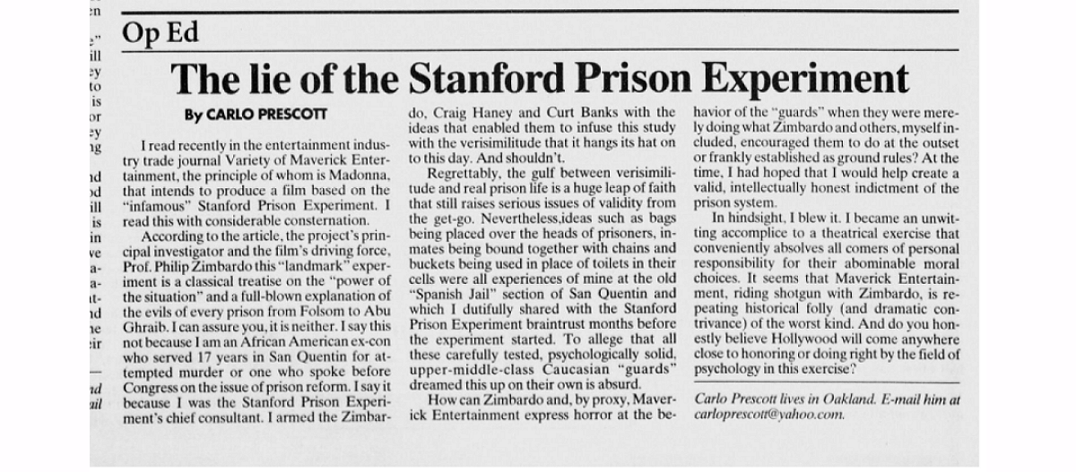Stanford Prison Experiment Newspaper Ad