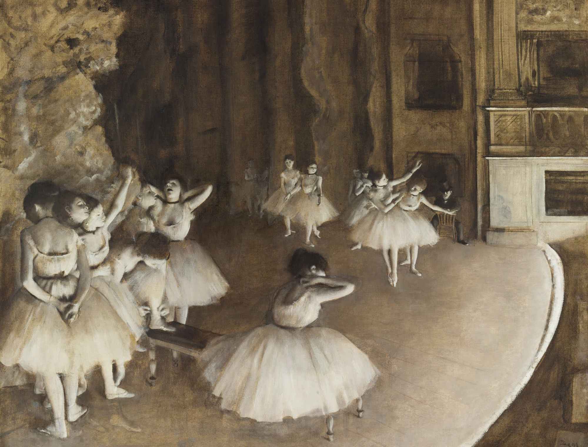 Ballet Rehearsal on Stage - Degas | by Dev | Künstler | Medium