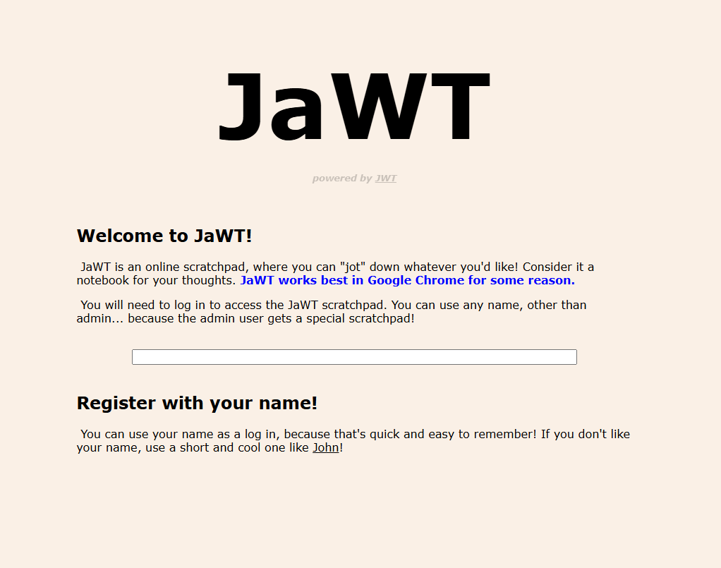 Website initial view