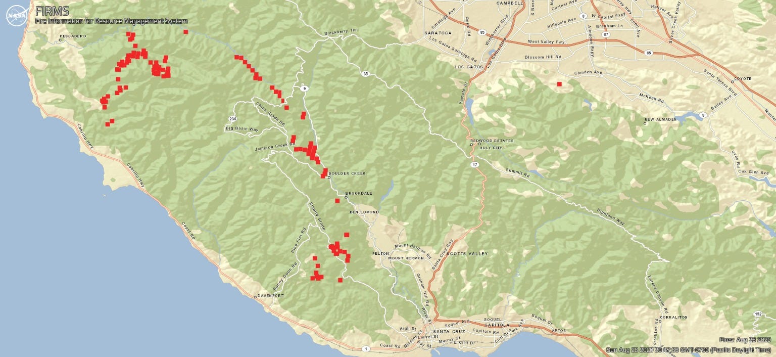 The previous map with only slight differences in the red areas.