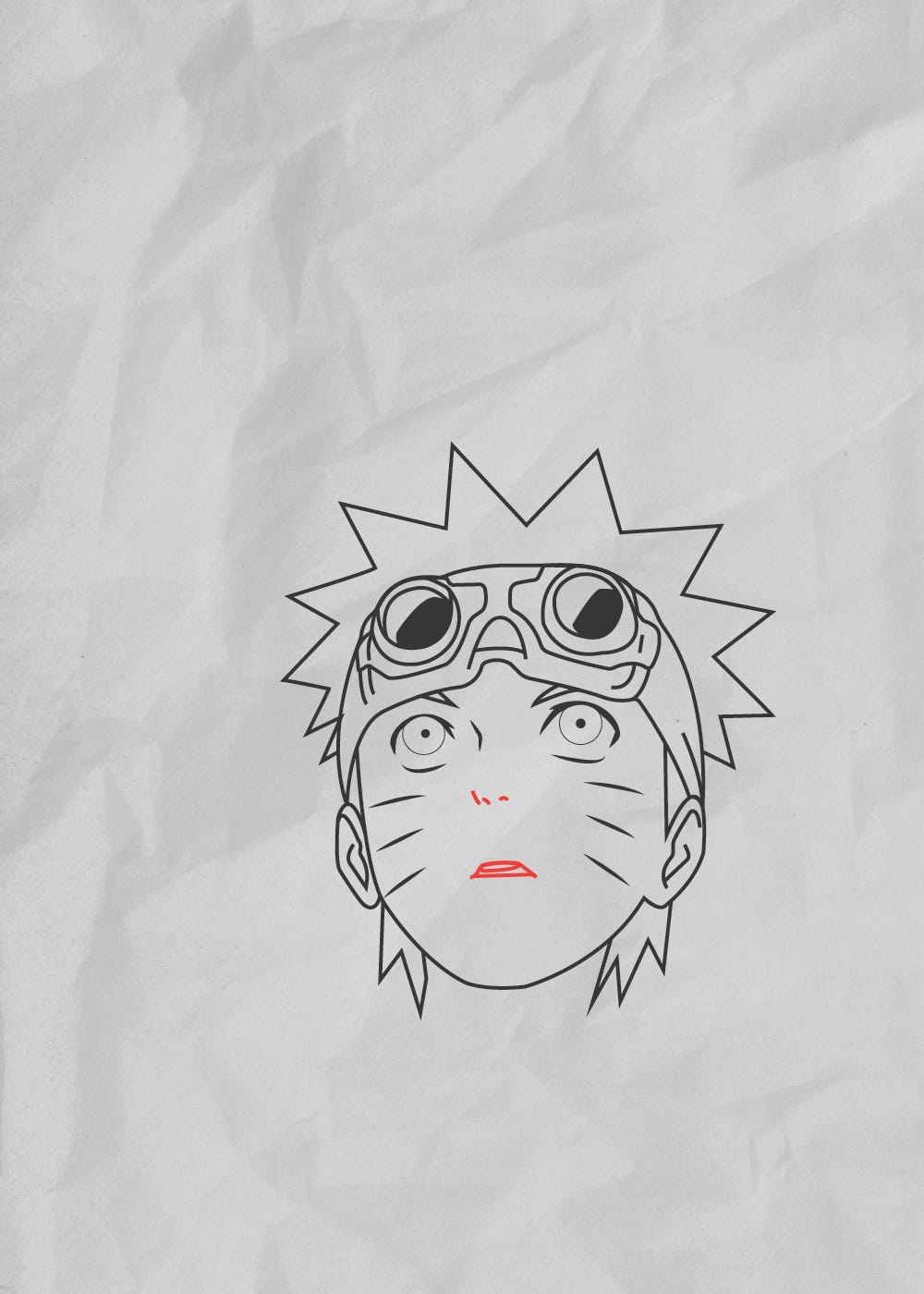 how to draw Naruto Uzumaki step-by-step using just a pencil