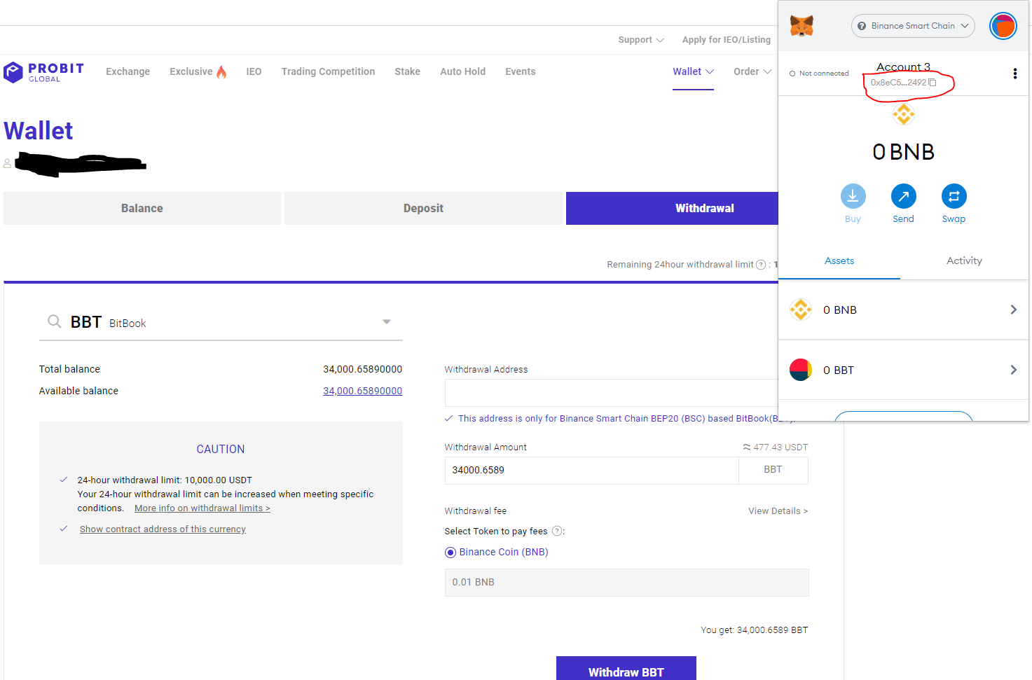 How to Transfer BitBook Tokens from PROBIT to MetaMask | by Gabe_HuMan |  Medium