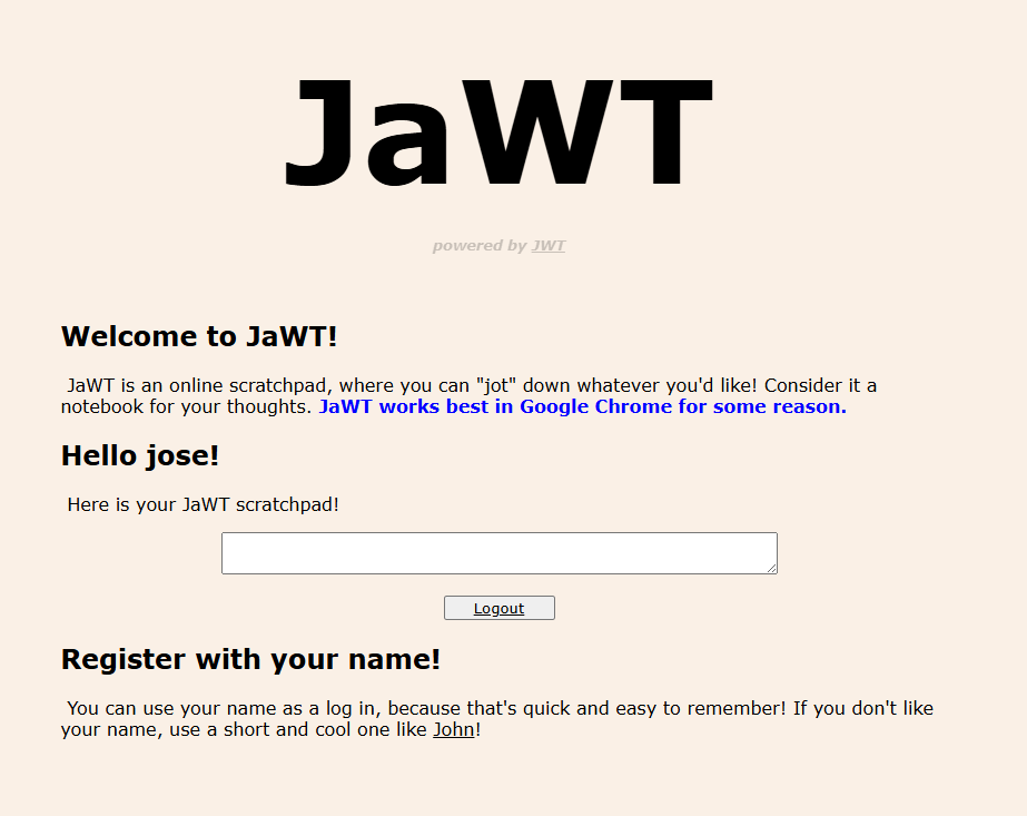 Website initial view