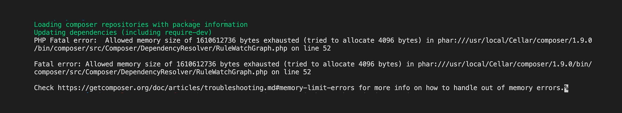 Composer Update PHP Fatal error: Allowed memory size of … byte exhausted |  by Kuncoro Wicaksono | Medium