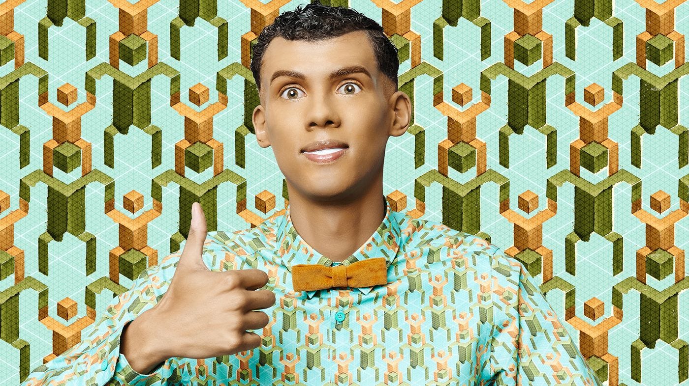 A still of Stromae from the music video Papaoutai