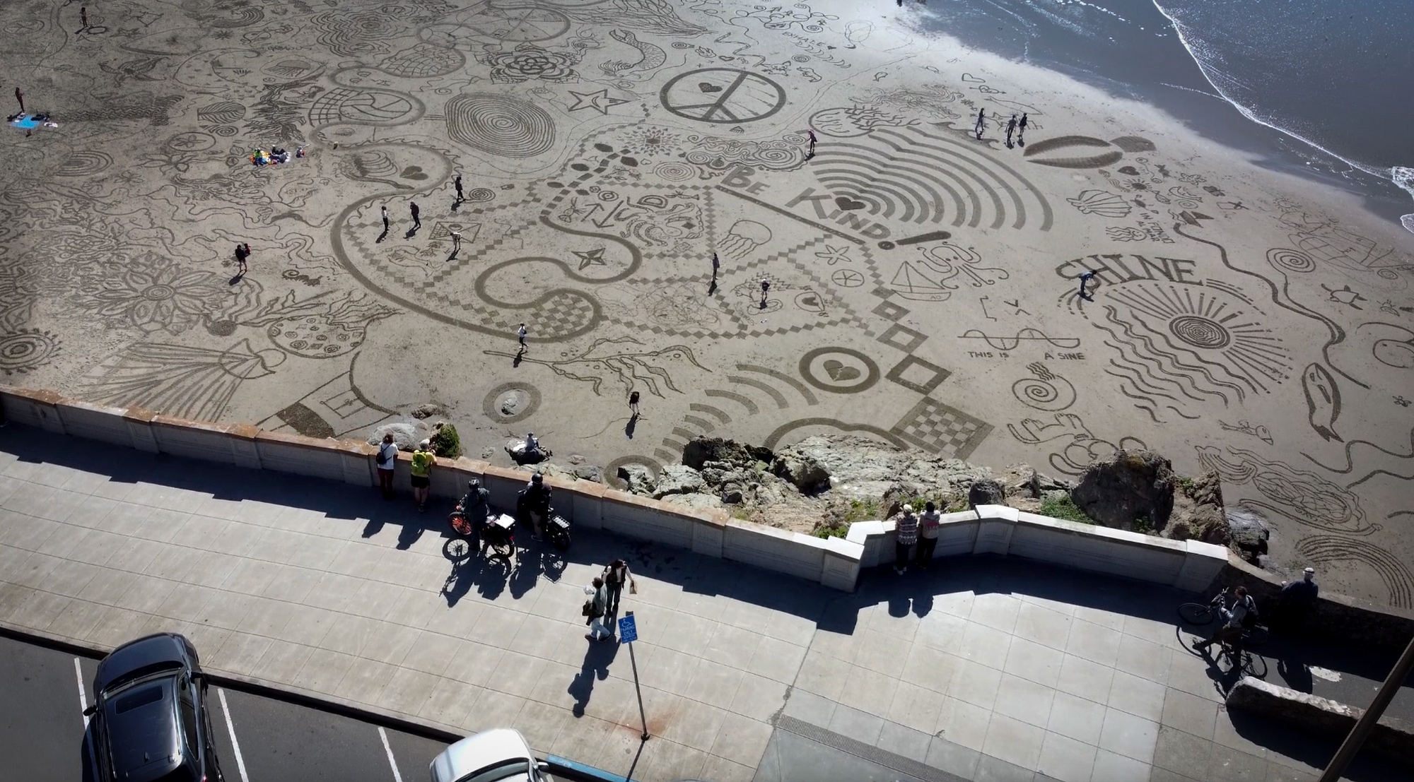 Ocean Beach goes full crop circle at this massive sand art gathering