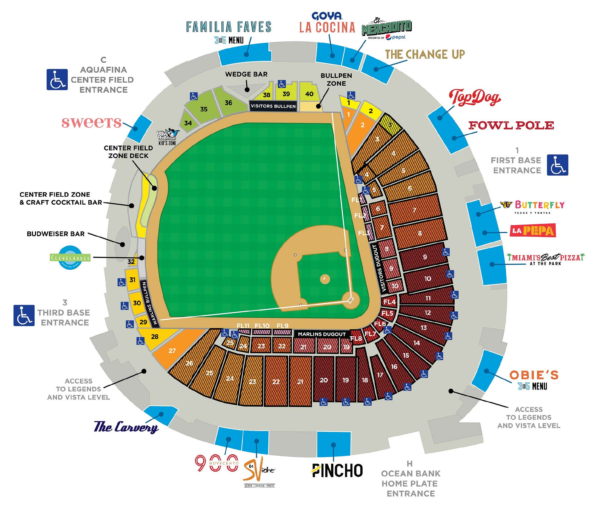 seat number miami marlins stadium seating chart