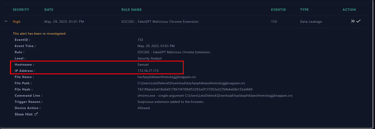 LetsDefend — SOC202 — FakeGPT Malicious Chrome Extension