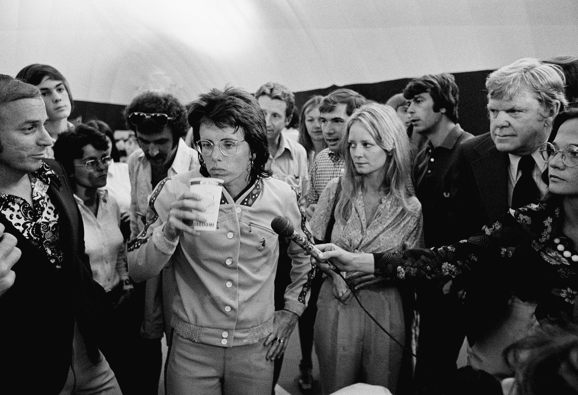 Billie Jean King triumphs in “Battle of the Sexes, September 20, 1973