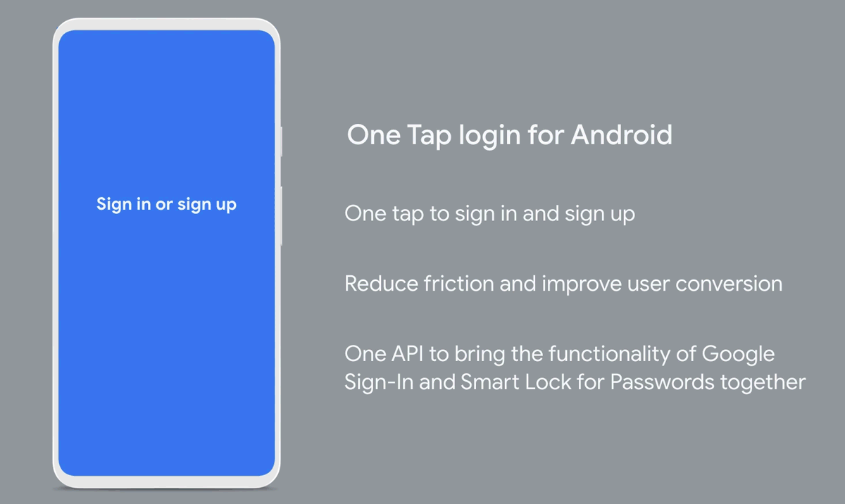 One Tap sign in for Android apps. The new One Tap sign-in and sign-up on… |  by Sean McQuillan | Android Developers | Medium