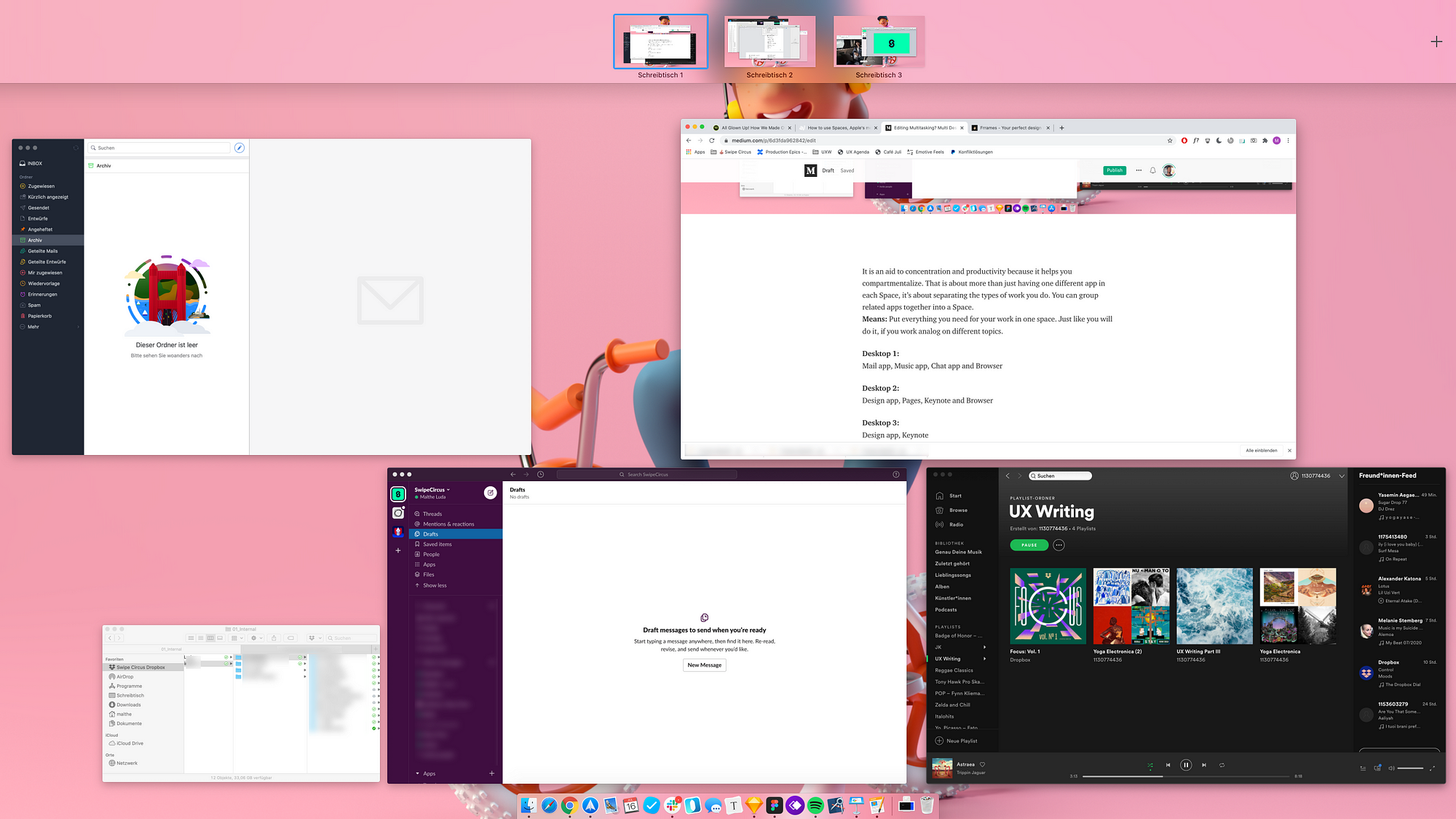 How using multiple desktops helped me keep my sanity while multitasking |  by Malthe Luda | UX Planet