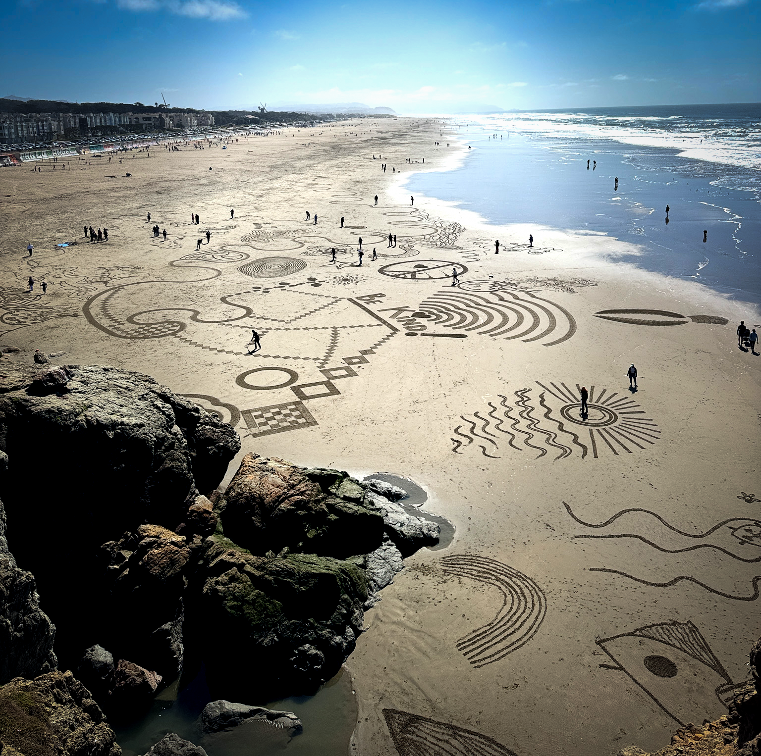 Ocean Beach goes full crop circle at this massive sand art gathering