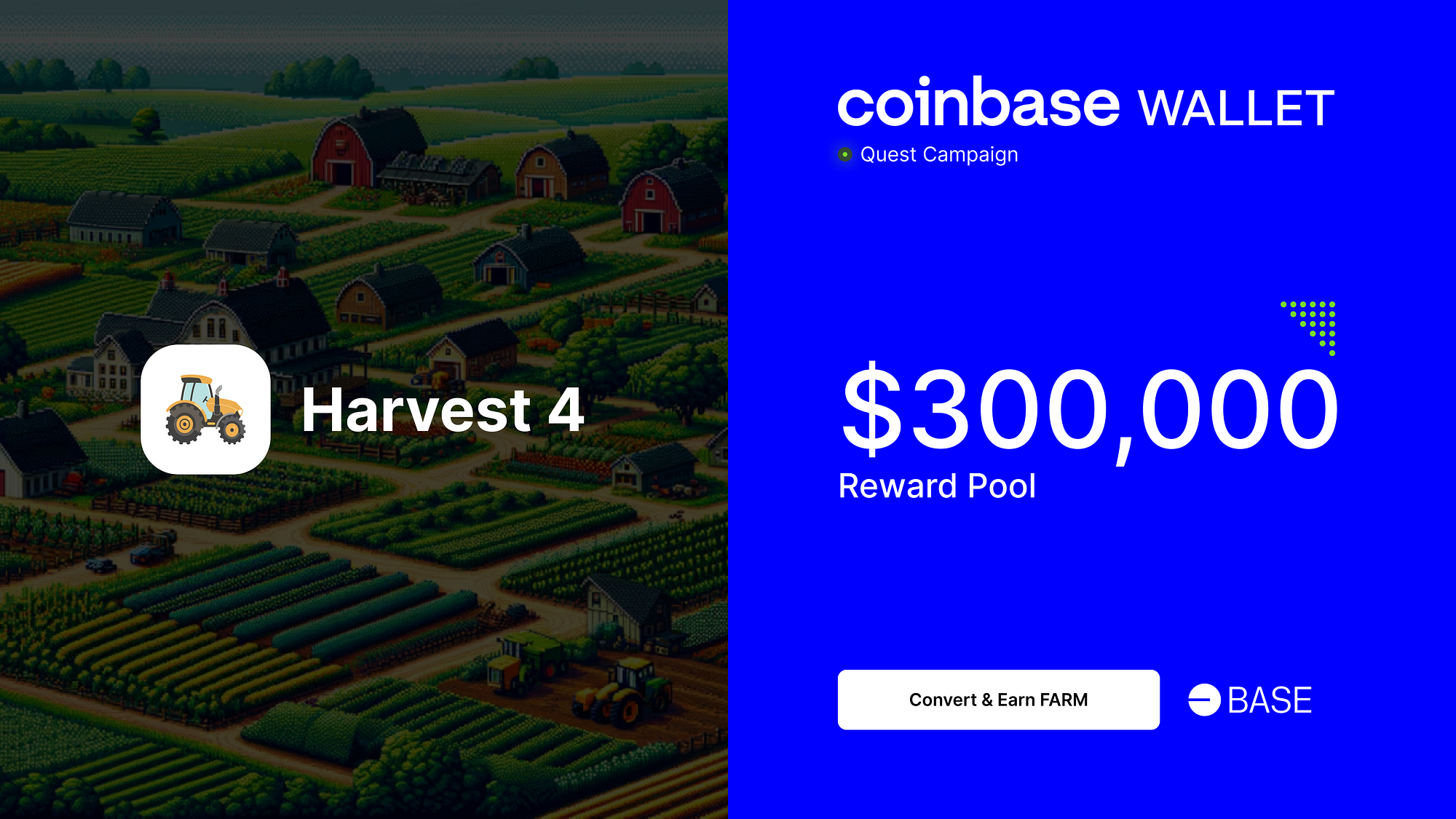 Harvest 4 is Live! — Earn $FARM with Coinbase Wallet Quest Campaign  [$300,000 Reward Pool] | by Just.Z | Harvest Finance | Medium