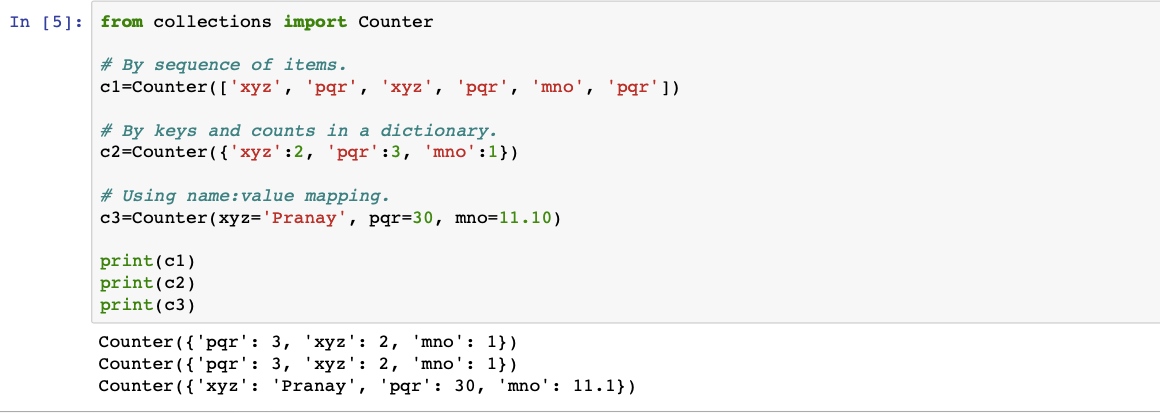 Counter (collections) in Python. A Counter is a subclass of dict. It is… |  by Pranay Gore | Medium