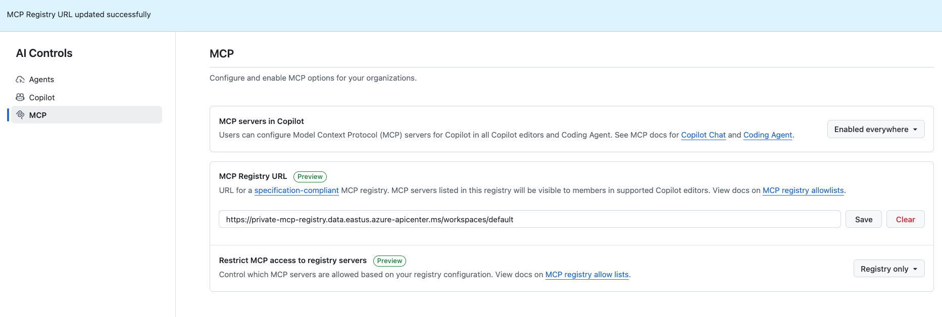 GitHub MCP Settings