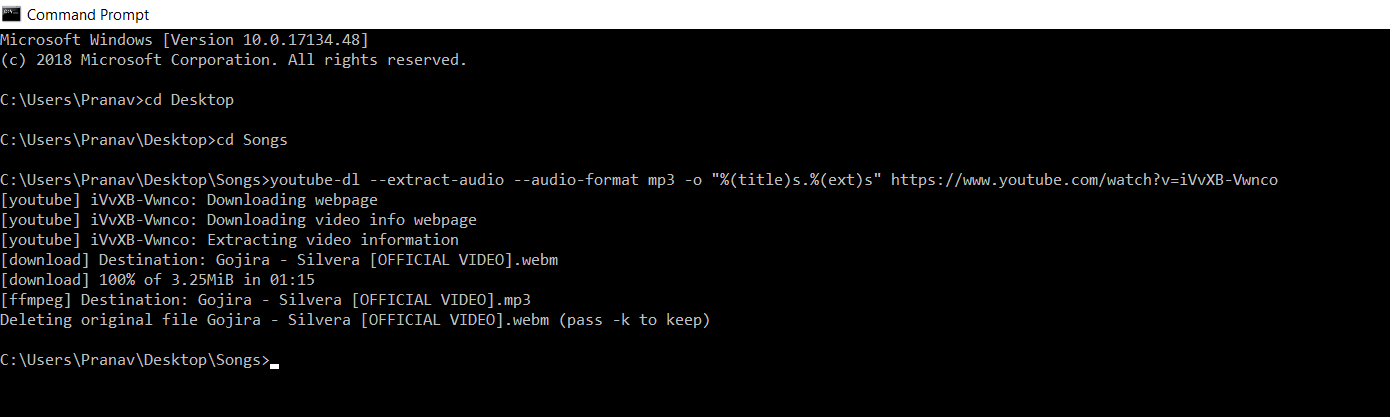 Downloading songs from Youtube in mp3 format using the command line. | by  Pranav Maheshwari | Medium