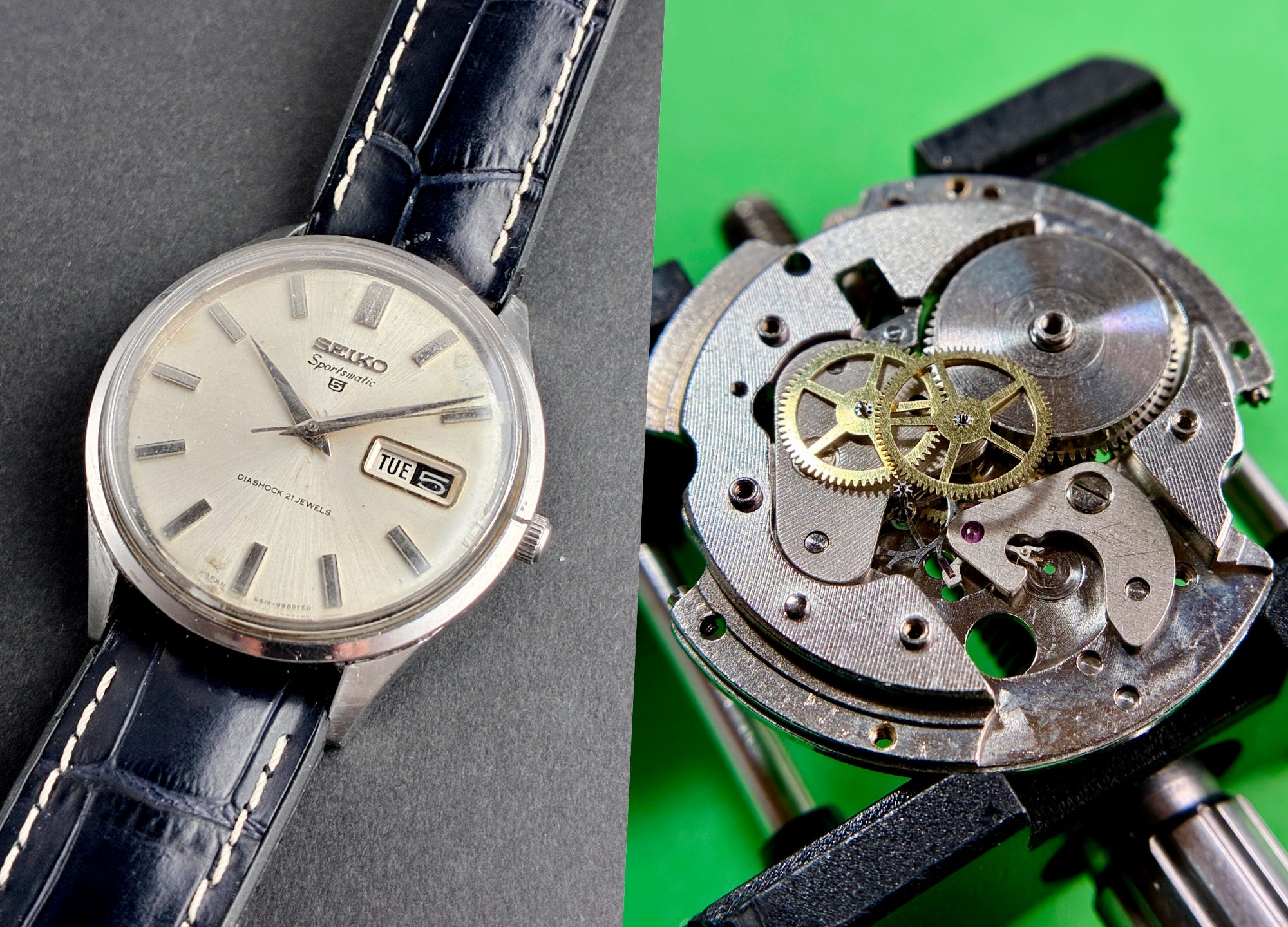 Servicing Seiko Sportsmatic 5 6619–9990 (6619A): Suwa Seikosha's