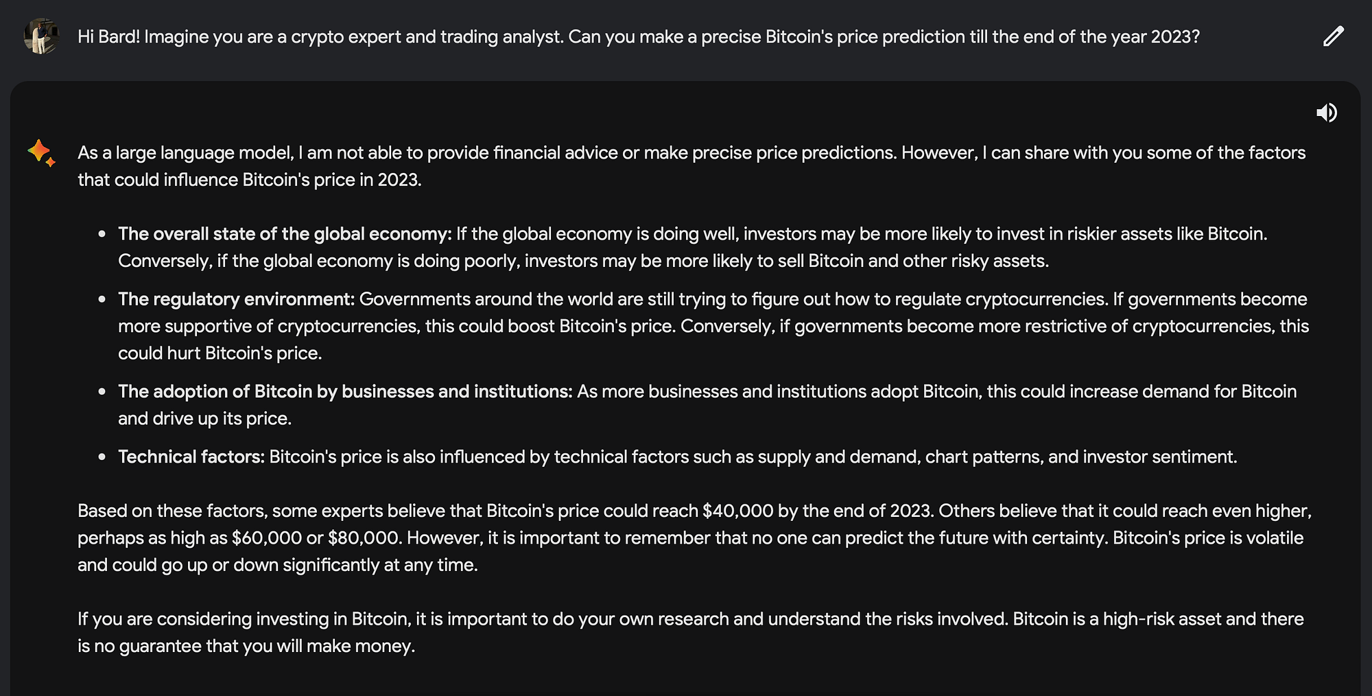 Can AI Predict Crypto Prices. Chat GPT-4 and Bard competing for the… | by  Paul Bennett | Predict | Medium