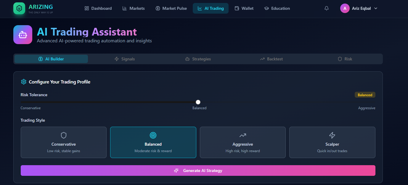 Designing an AI-Powered Crypto Intelligence, Trading & Risk Management  Platform: ARIZING | by Arizeqbal | Bootcamp | Jan, 2026 | Medium