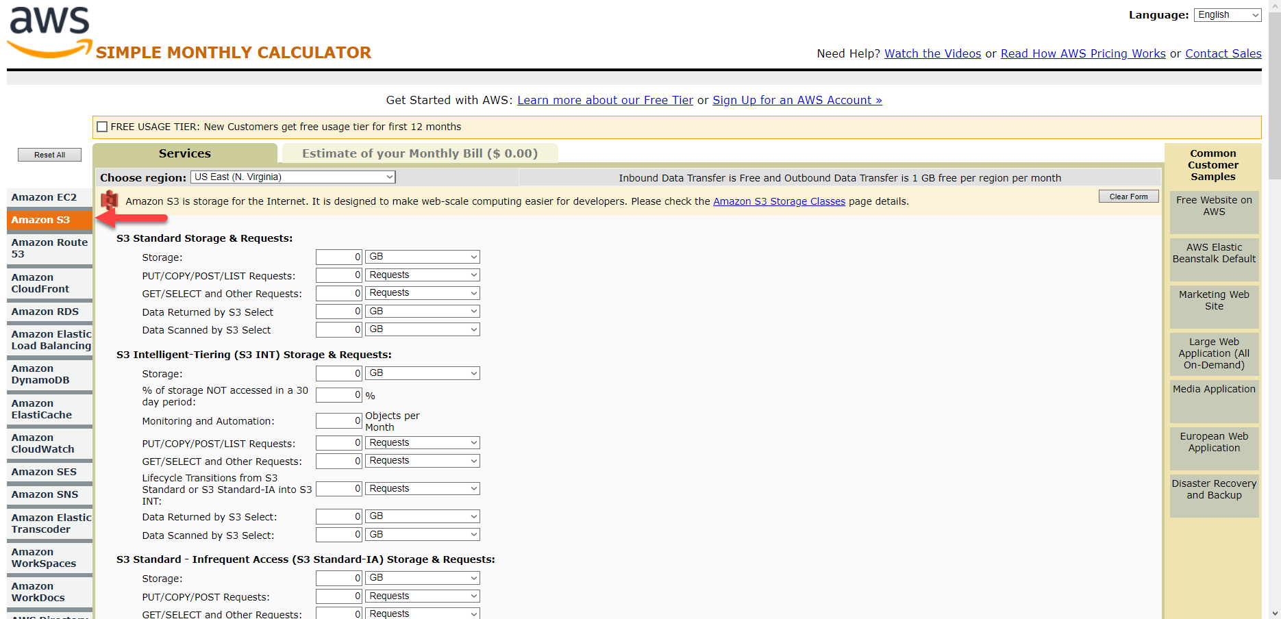 S3 Aws Calculator