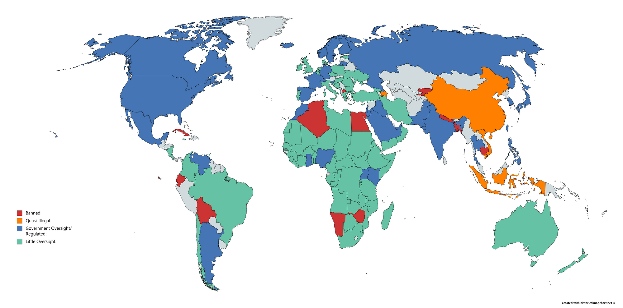 world map color coded