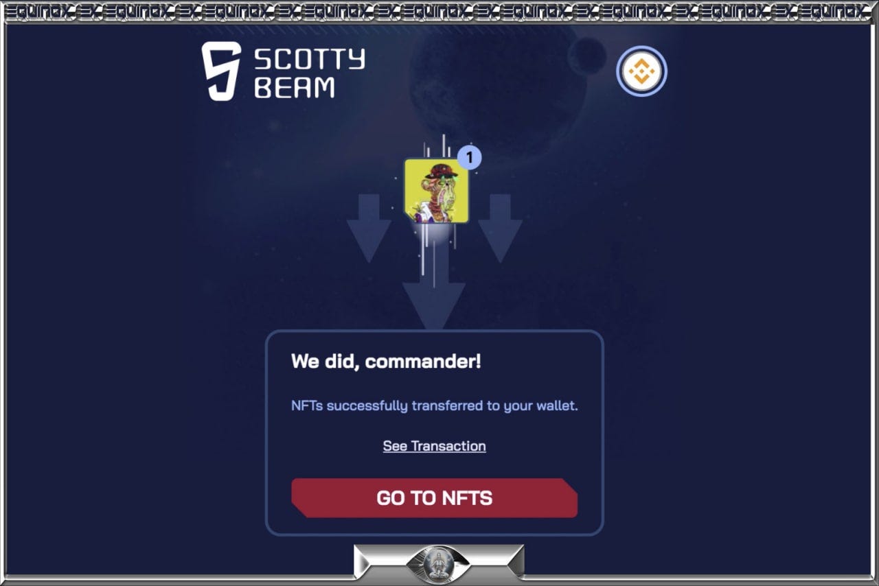 Scotty Beam NFT Teleportation for Equinox | Medium