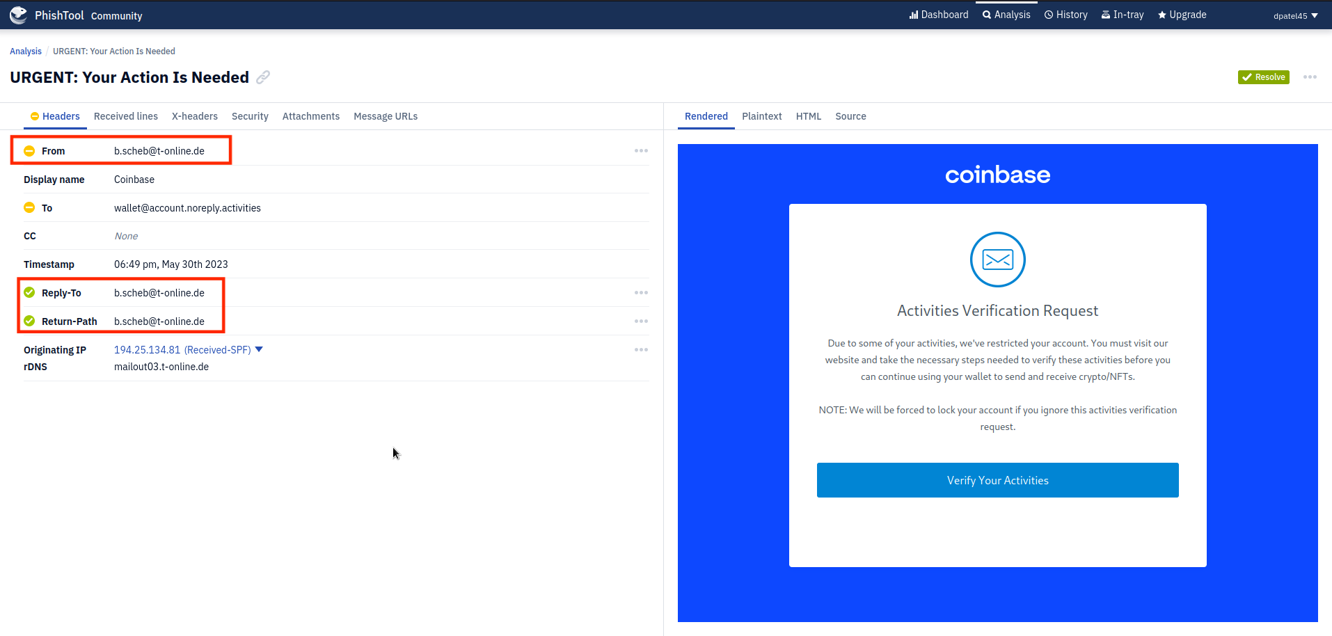 Coinbase Phishing Email Analysis. About a month ago I received a Phishing…  | by Divyank Patel | Medium