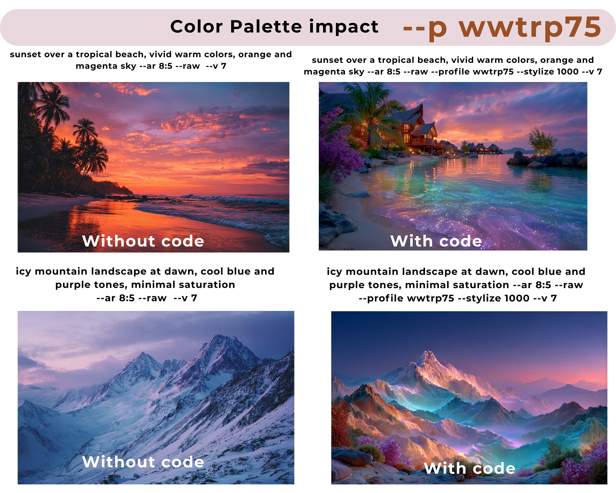 Study of one Code in Midjourney V7: — p [wwtrp75] The