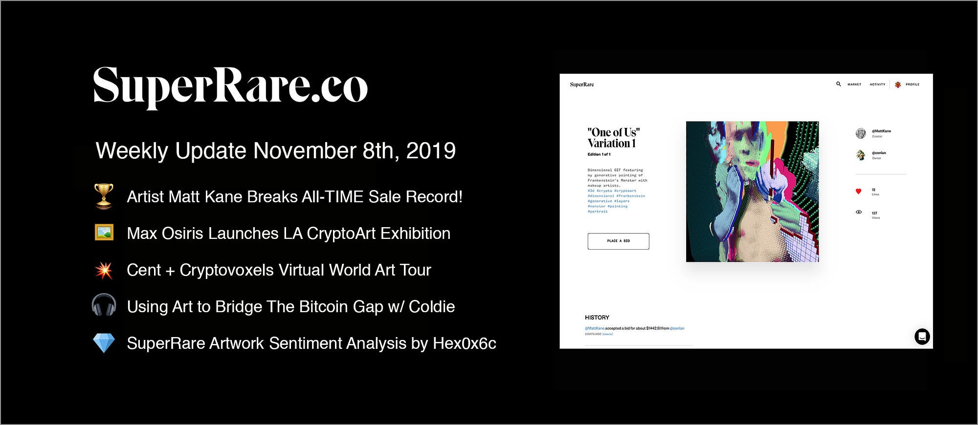 SuperRare Weekly Update: November 8th, 2019 | by SuperRare Labs Team |  SuperRare 💎 | Medium