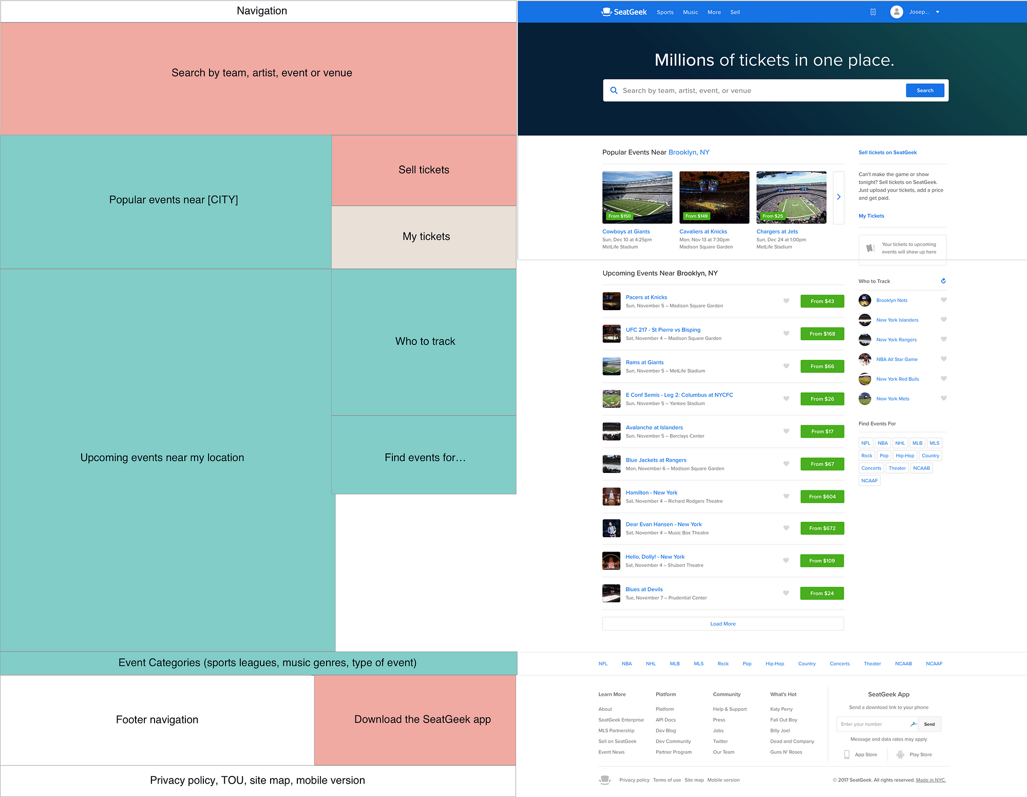 SeatGeek Landing Page Analysis. HMW better connect people with