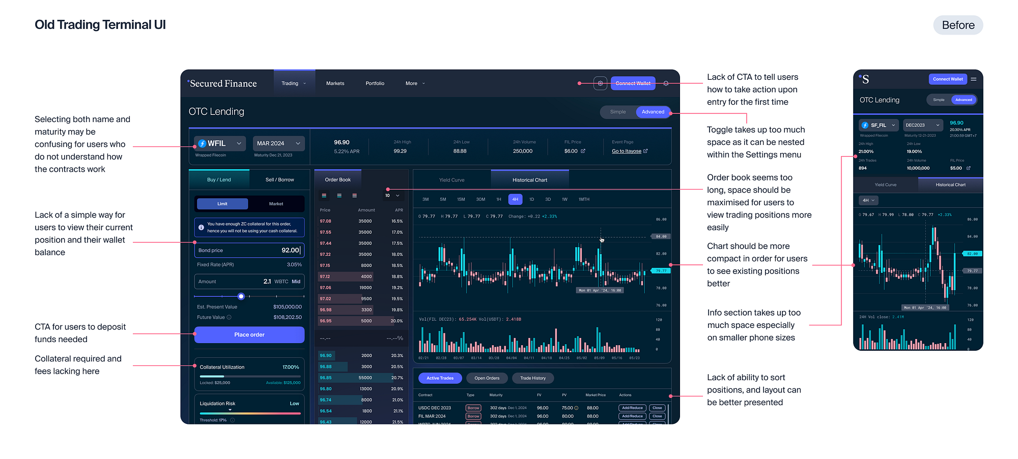 Trading Terminal Major Upgrade. Introducing 23 UI/UX updates in order… | by  Benksy | Secured Finance | Medium