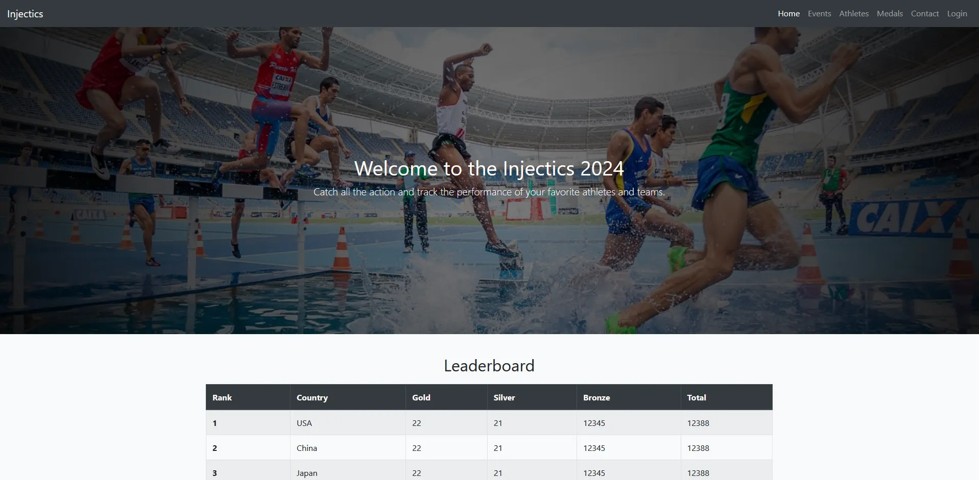 Website initial view