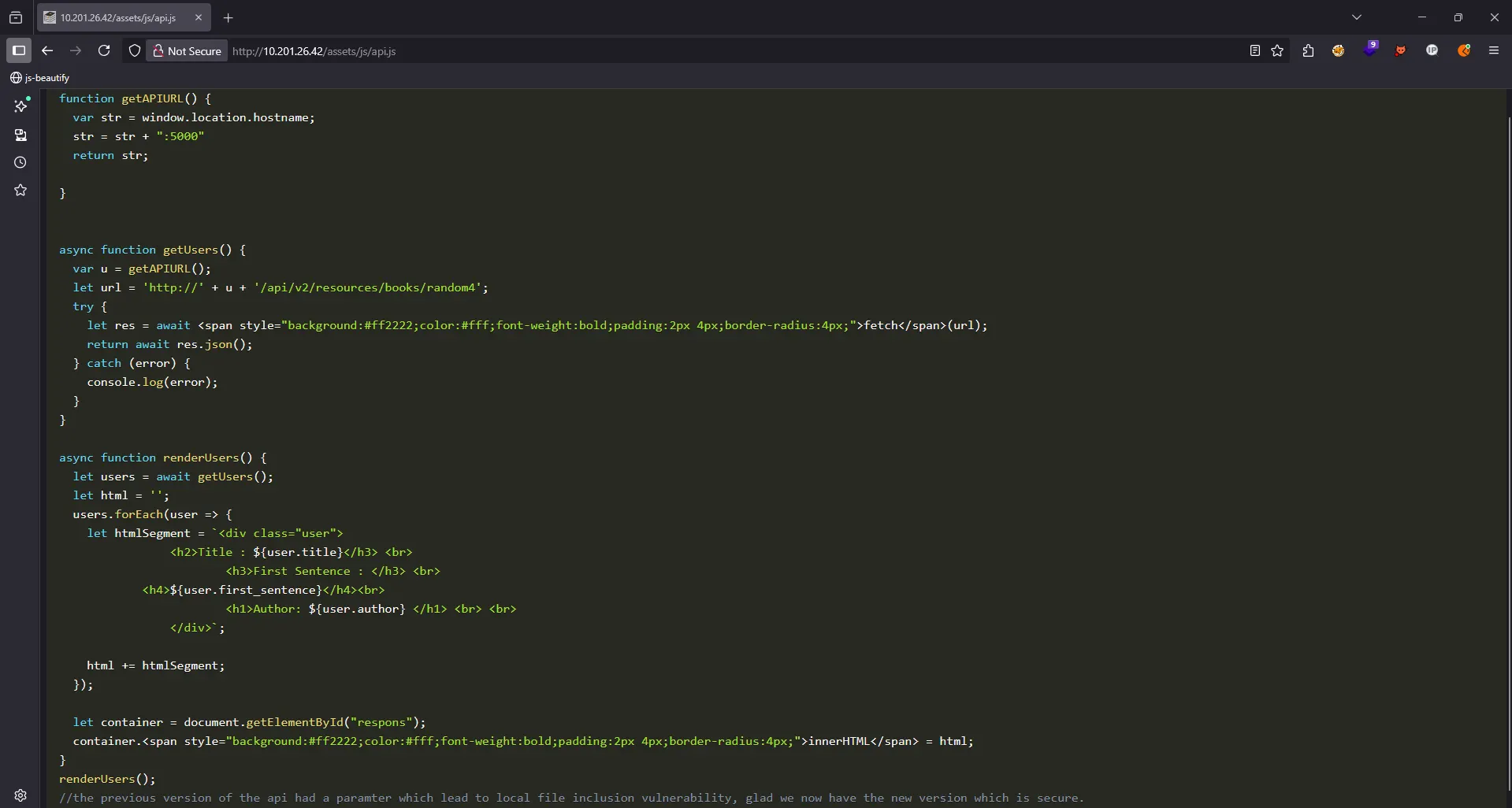 Website initial view