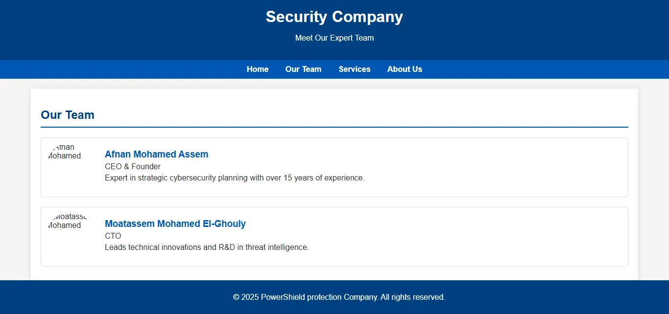 Our Team Page