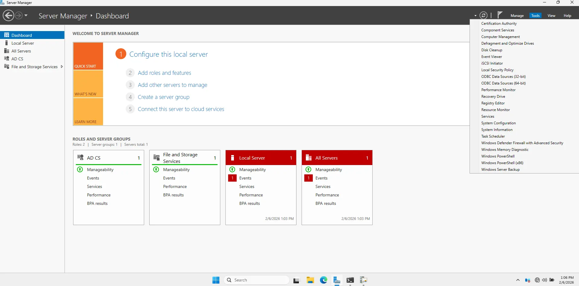 Website initial view